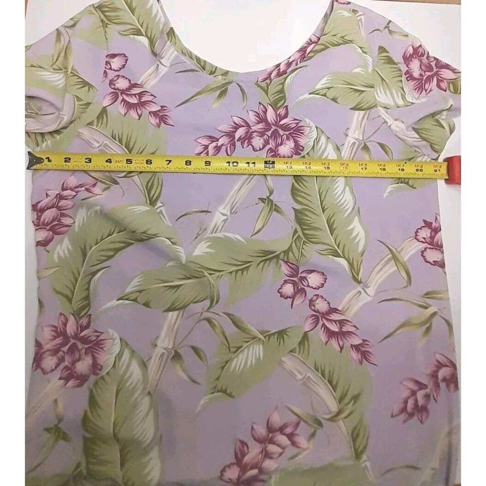 VTG Kaua'iana Hawaii Dress Sz M Tropical Floral Hibiscus Print Lavender Green - Picture 8 of 9